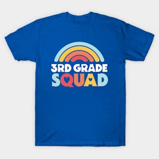 Cute School Teacher 3rd Grade Squad with Retro Rainbow and Hearts T-Shirt